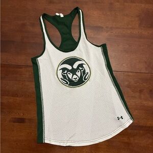 Under Armour CSU Rams White and Green Racerback Tank Top